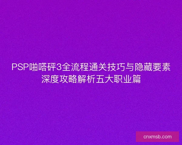PSP啪嗒砰3全流程通关技巧与隐藏要素深度攻略解析五大职业篇