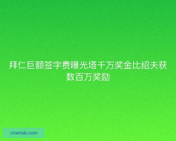 拜仁巨额签字费曝光塔千万奖金比绍夫获数百万奖励