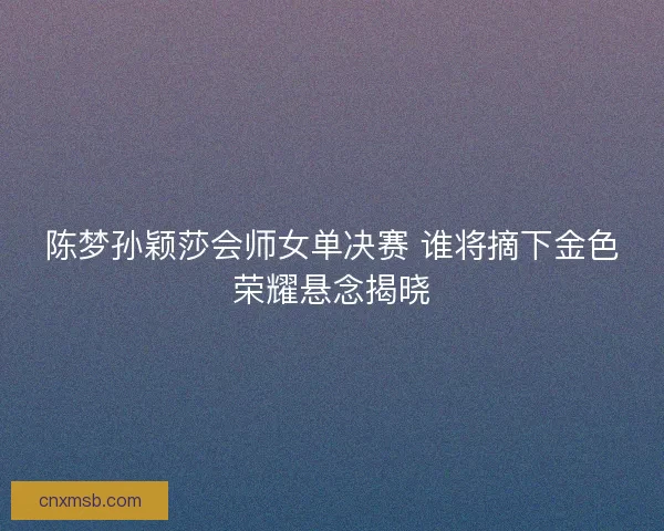 陈梦孙颖莎会师女单决赛 谁将摘下金色荣耀悬念揭晓