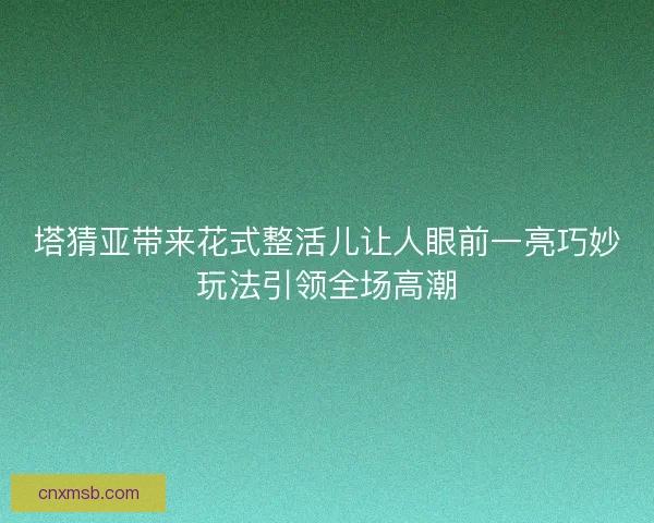 塔猜亚带来花式整活儿让人眼前一亮巧妙玩法引领全场高潮
